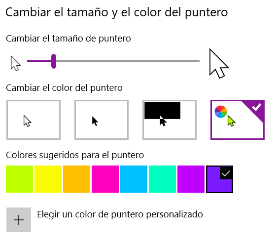 captura de las opciones 